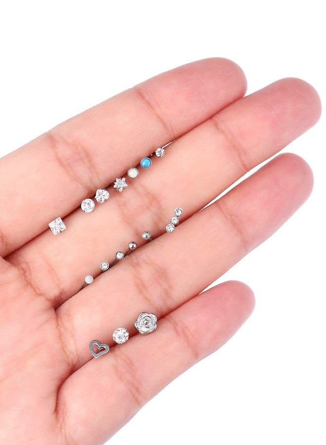 JOVITEC Stainless Steel Nose Stud Set Steel Nose Ring Rose Ball Labret Body Piercing Jewelry for Party Wear or Clothes Matching, 20 G (16 Pieces, Bone Stud) - Image 3