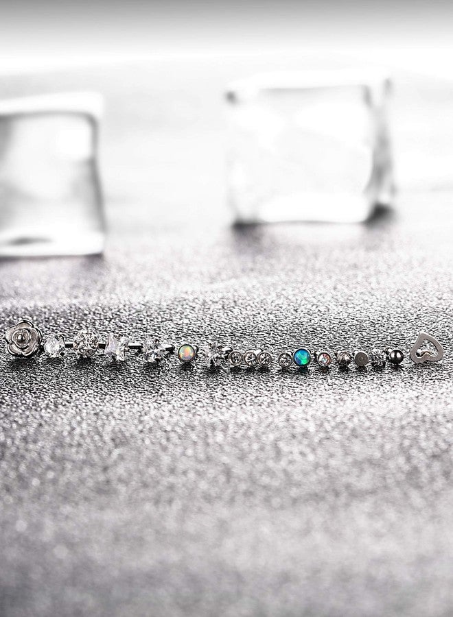 JOVITEC Stainless Steel Nose Stud Set Steel Nose Ring Rose Ball Labret Body Piercing Jewelry for Party Wear or Clothes Matching, 20 G (16 Pieces, Bone Stud) - Image 5