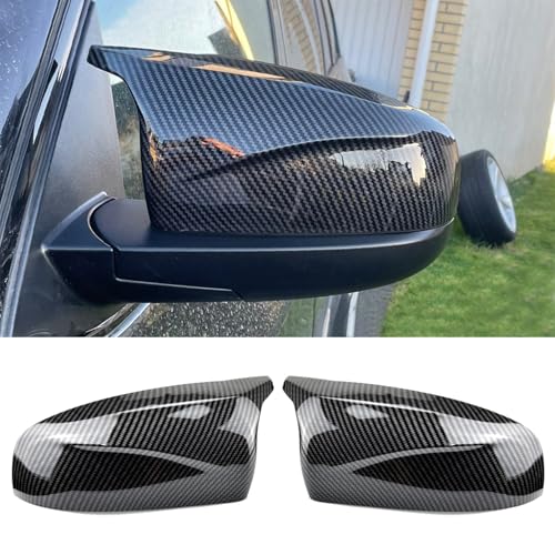 Venveal Side Mirror Covers Compatible with B-MW X5 E70 2006-2013 X6 E71 E72 2007-2014, Door Rearview Mirror Cap Replacement,Bonus Blind Spot Mirrors Included (Carbon Black) - Image 1