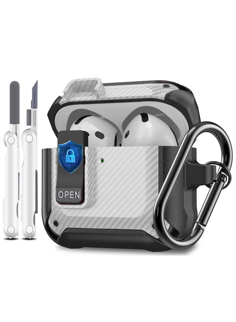 ANYOGRO Airpods 4 Case Cover with Cleaning Kit, PC Material with Secure Lock Rugged Cover for Airpods 4th Generation 2024 Case Front LED Visible - Image 1
