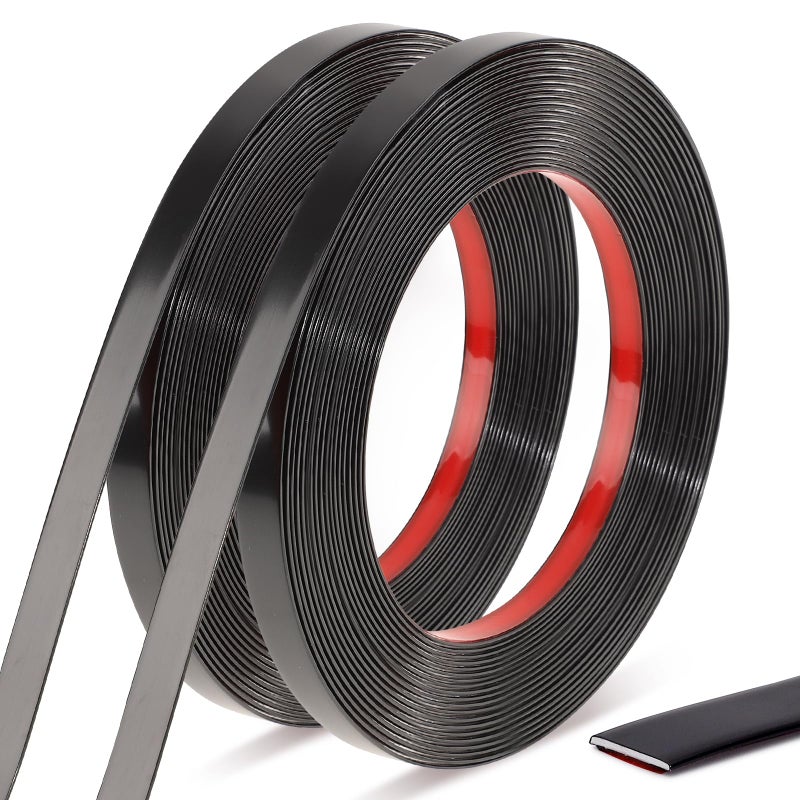 Fyguard Black Trim Peel and Stick 0.4'' W Ã— 394''L Total Strip Tape, 2 Rolls Self-Adhesive Molding Trim Tape for Mirror Frame Border Walls Cabinet Tile Decorative - Image 1