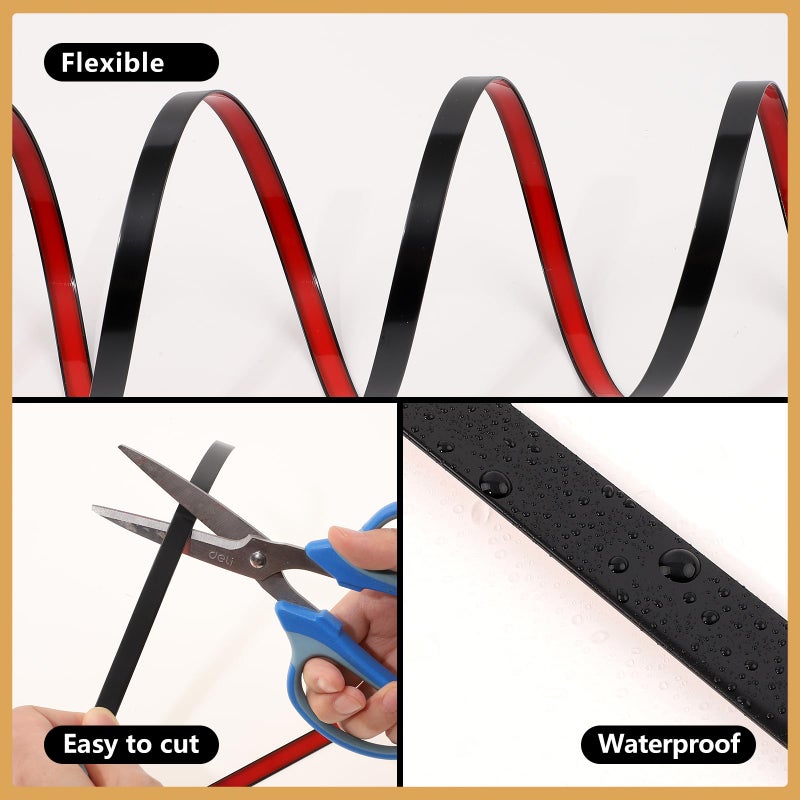 Fyguard Black Trim Peel and Stick 0.4'' W Ã— 394''L Total Strip Tape, 2 Rolls Self-Adhesive Molding Trim Tape for Mirror Frame Border Walls Cabinet Tile Decorative - Image 4