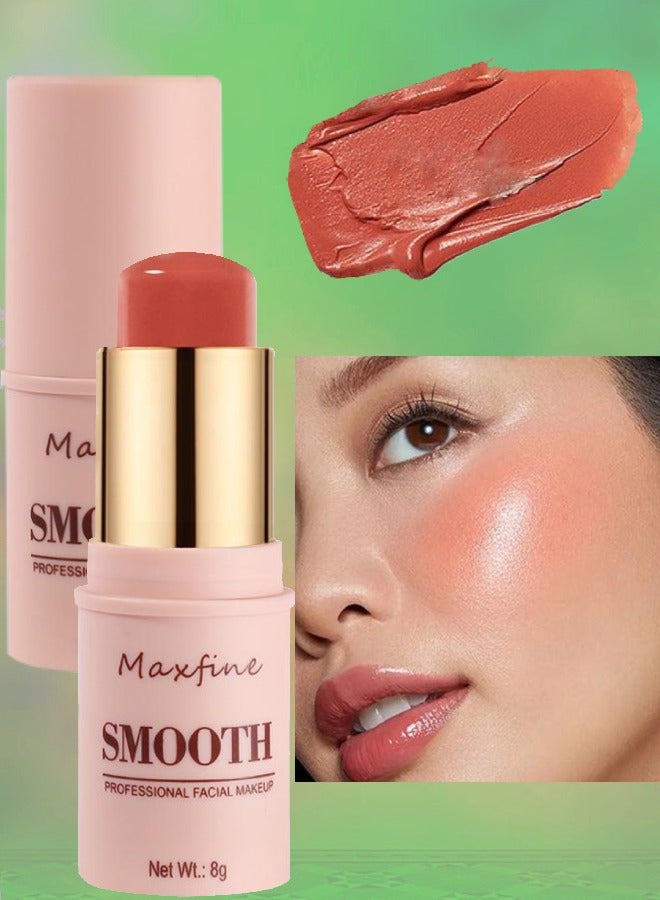 Maxfine Smooth Facial Blush Stick 3 in 1 Multi Stick for Lipstick Blush and Eyeshadow Professional Facial Makeup Multi Stick for Lips Cheeks and Eyes Long Lasting Blusher Tinted Moisture Stick 04  - Image 1