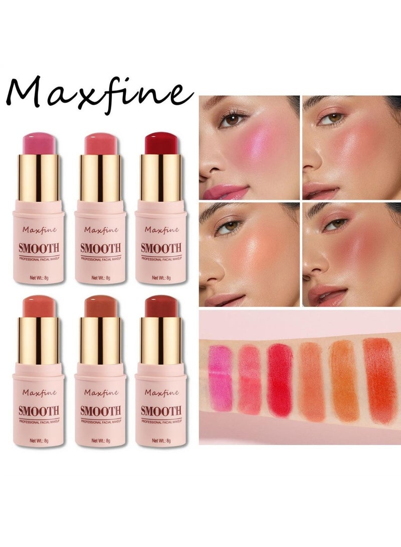 Maxfine Smooth Facial Blush Stick 3 in 1 Multi Stick for Lipstick Blush and Eyeshadow Professional Facial Makeup Multi Stick for Lips Cheeks and Eyes Long Lasting Blusher Tinted Moisture Stick 04  - Image 3