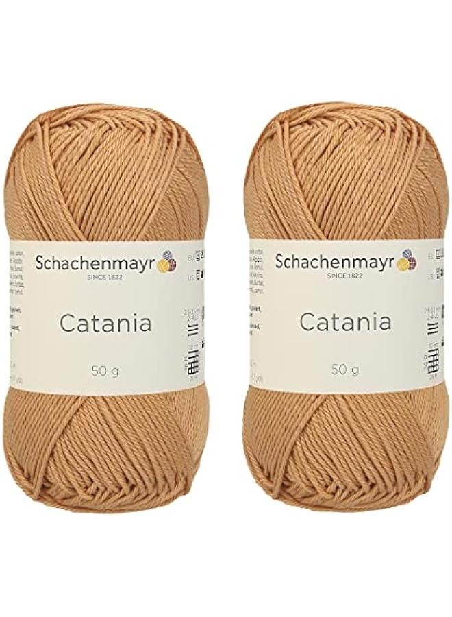 Arabest 【 Set of 2 Skeins 】 SMC Catania Originals 100% Mercerized Cotton Yarn, Total 3.52 Oz. Each 1.76 Oz (50g) / 136 Yrds (125 m) Amigurumi Yarn Fine-Sport 2 (179 Camel) - Image 1