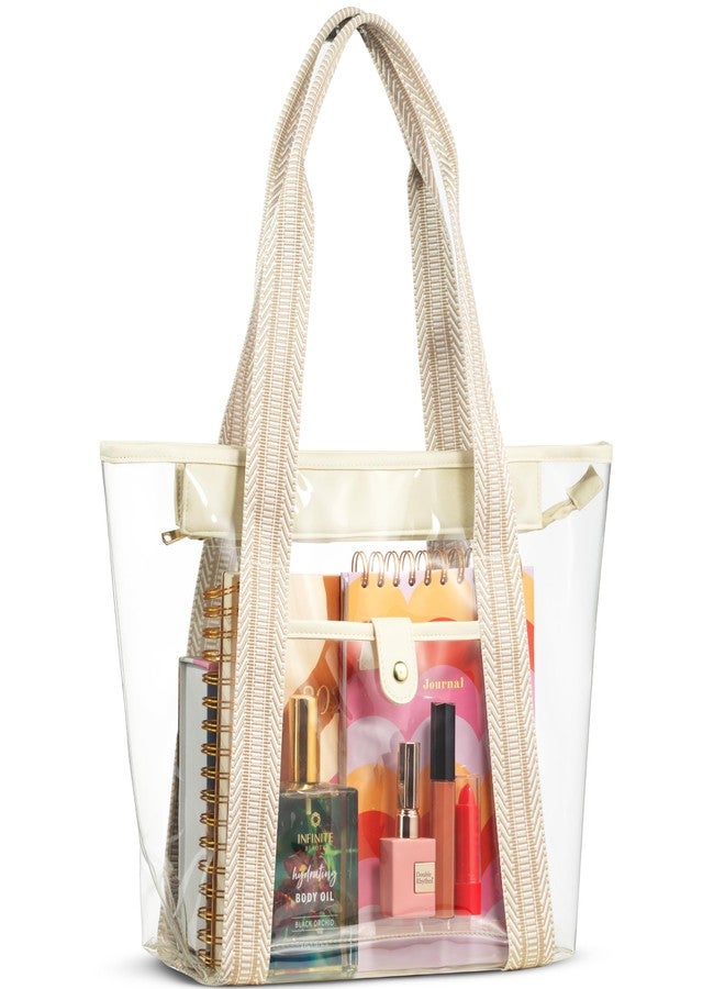 Handy Laundry Premium Clear Tote Bag - Large Transparent Bag for Stadium Events, Beach, Work or Shopping, Clear, 12-15"L x 5.4"W x 11.8"H, Zipper & Front Pocket - Image 1