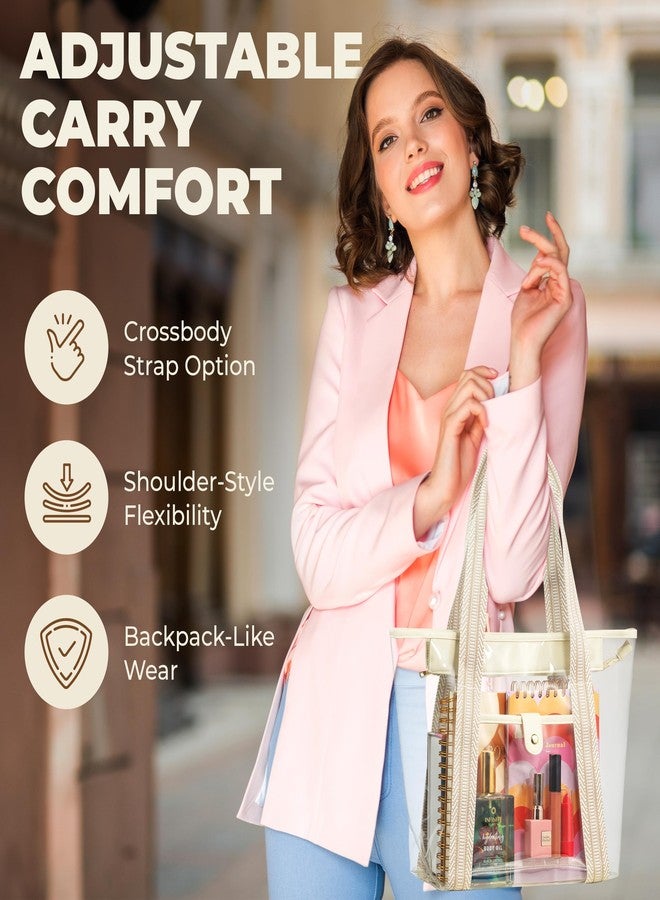 Handy Laundry Premium Clear Tote Bag - Large Transparent Bag for Stadium Events, Beach, Work or Shopping, Clear, 12-15"L x 5.4"W x 11.8"H, Zipper & Front Pocket - Image 4