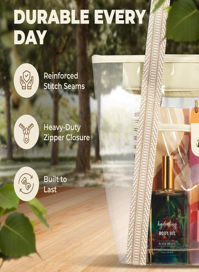 Handy Laundry Premium Clear Tote Bag - Large Transparent Bag for Stadium Events, Beach, Work or Shopping, Clear, 12-15"L x 5.4"W x 11.8"H, Zipper & Front Pocket - Image 5