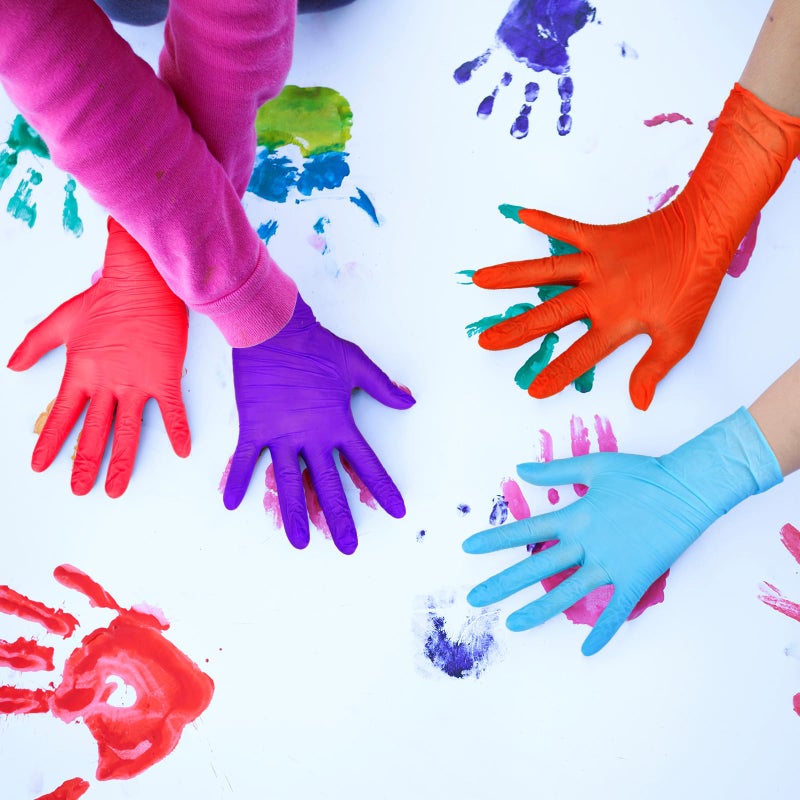 Cuffbow 50 Pairs Kids Gloves Disposable Ages 5-12 Kids Cleaning Latex Gloves for Crafting Painting Gardening Cooking (Multicolored) - Image 4