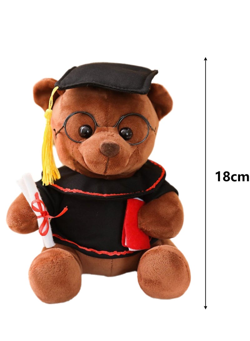 Doctor Hat Teddy Bear Plush Doll Graduation Season Commemorative Gift Children's Toy Gift (Dark Brown))  - Image 2