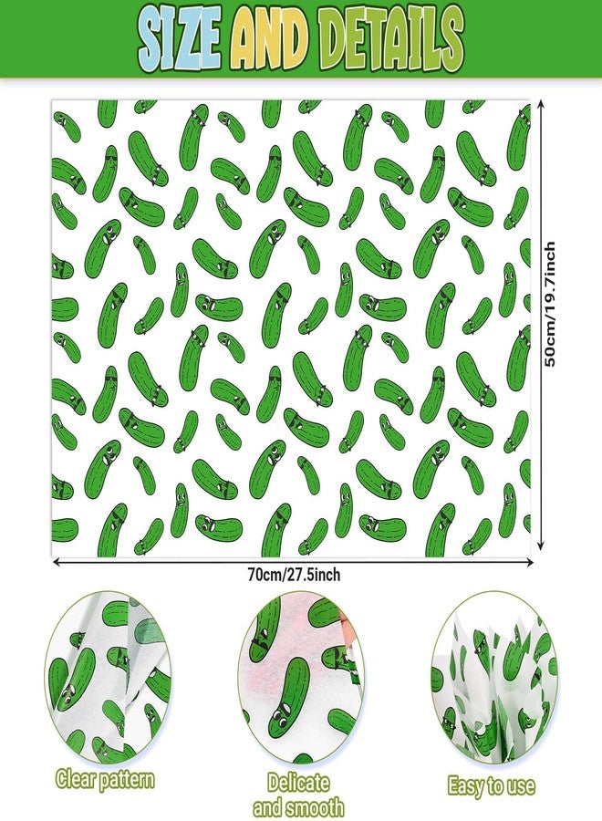 Sanixin 100 Sheets Pickle Tissue Paper Cartoon Funny Pickle Gift Wrapping Paper for Birthday Party DIY Craft,14 x 20 Inches - Image 2