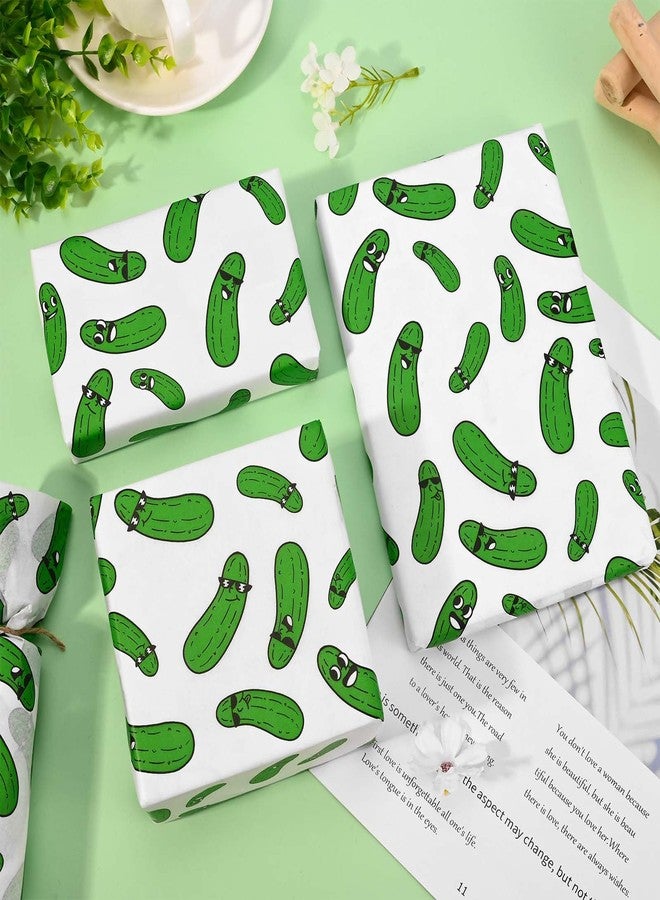 Sanixin 100 Sheets Pickle Tissue Paper Cartoon Funny Pickle Gift Wrapping Paper for Birthday Party DIY Craft,14 x 20 Inches - Image 3