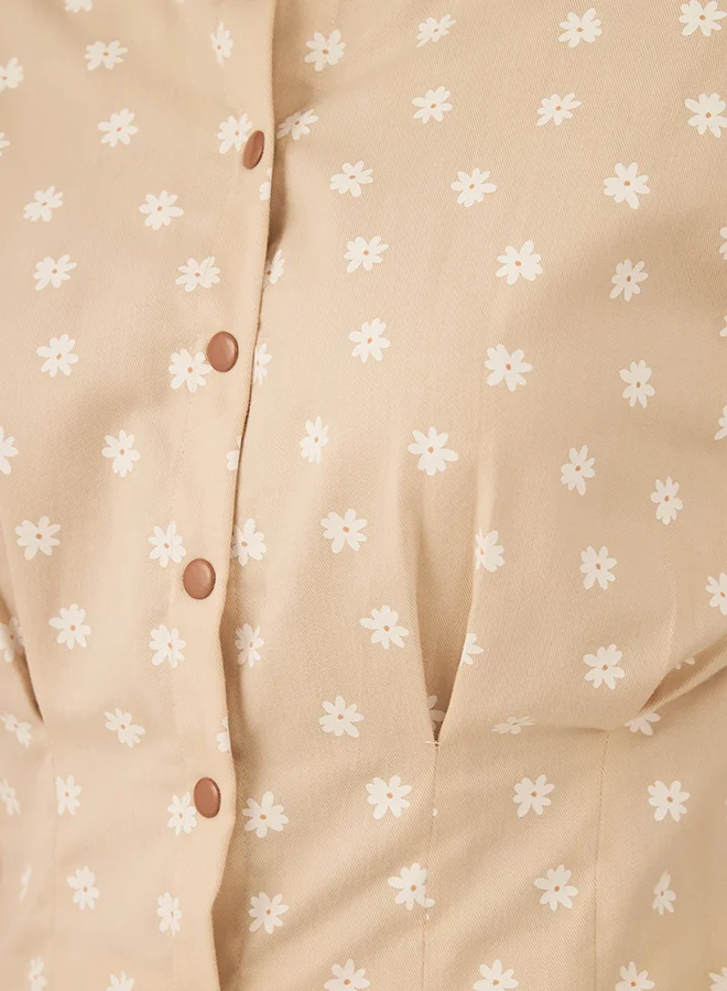 Virgio VIRGIO 100% Tencel Ditsy Print Pleated Shirt