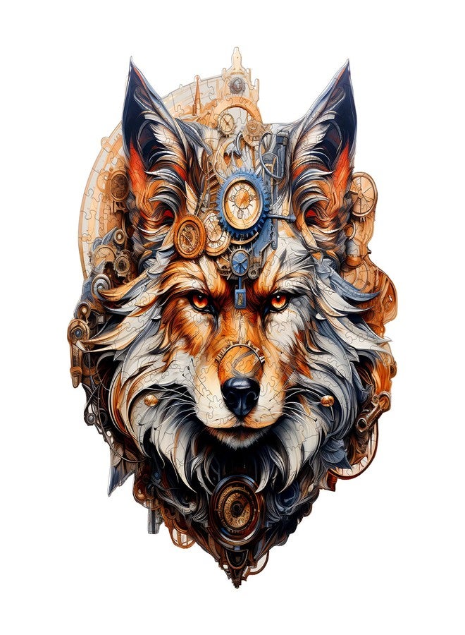DOCRAGI Wooden Puzzles for Adults - Mechanical Gearwolf Wooden Jigsaw Puzzle - Unique Animal Shaped Wood Puzzles Adult - Christmas Birthday Gifts for Adults/Friends/Family -148pcs 11.4 * 9.4in - Image 1