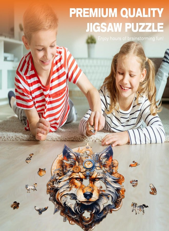 DOCRAGI Wooden Puzzles for Adults - Mechanical Gearwolf Wooden Jigsaw Puzzle - Unique Animal Shaped Wood Puzzles Adult - Christmas Birthday Gifts for Adults/Friends/Family -148pcs 11.4 * 9.4in - Image 5