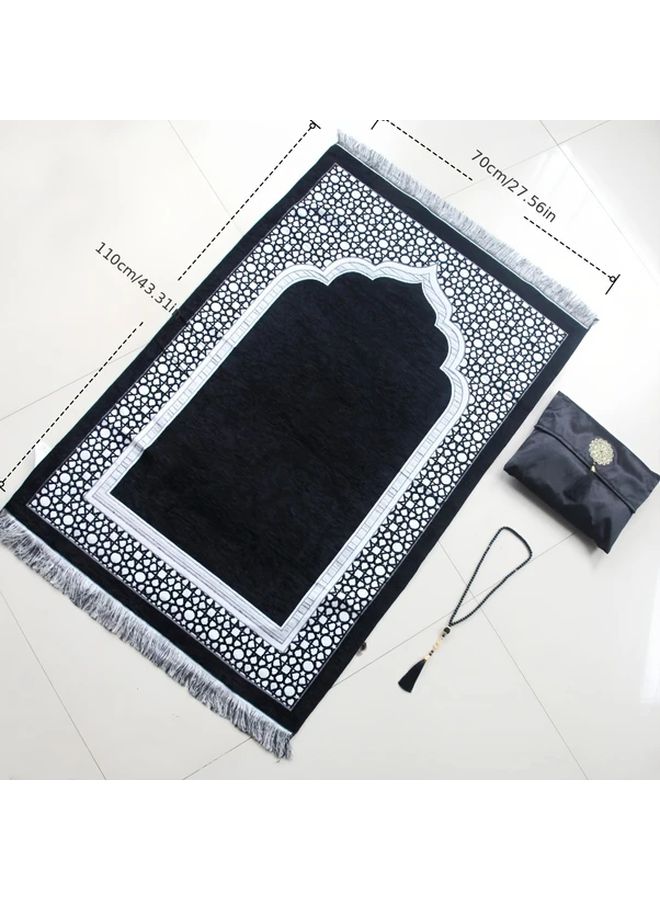 Purple Ramadan Prayer Mat Set With Beads Backpack And Blanket 27 55x43 31 Inches - Image 3
