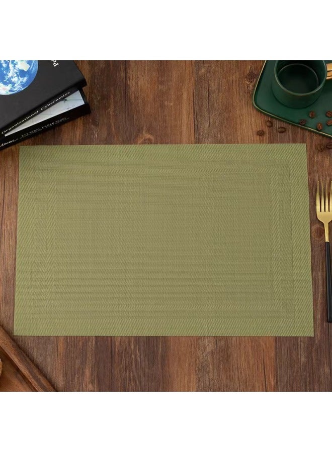 Teslin European-style Modern Simple Diagonal Western Dining Mat PVC Woven Single And Double Frame Table Towel Dining Mat Dining Mat-Color:Green - Image 1
