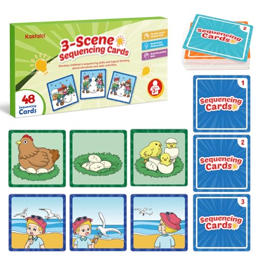 Kasfalci Sequencing Cards Sequence Game for Kids Speech Therapy Materials for Autism Improve StorytellingSocial Skills Sentence Building Preschool Learning Activities for Classroom Homeschool - Image 1