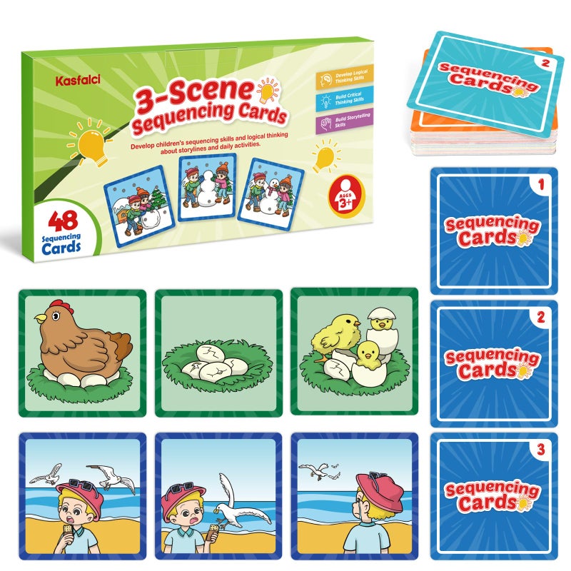 Kasfalci Sequencing Cards Sequence Game for Kids Speech Therapy Materials for Autism Improve StorytellingSocial Skills Sentence Building Preschool Learning Activities for Classroom Homeschool - Image 2