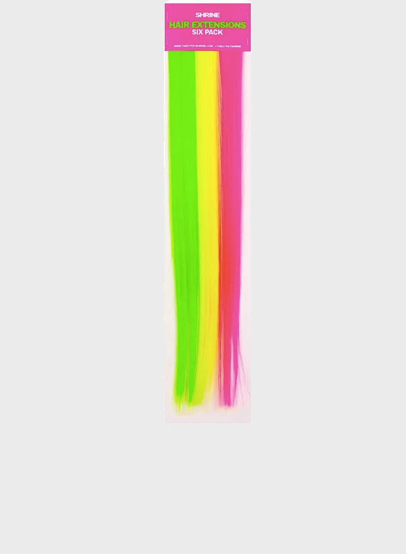 The Gypsy Shrine Mixed Neon Hair Extensions- Pack of 6