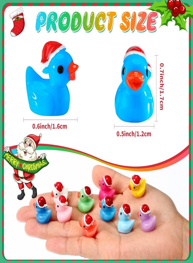 Fumete 200 Pcs Christmas Mini Resin Tiny Duck Figures Miniature Christmas Hat Duck Micro Landscape Garden Dollhouse Decor Charms Beads for Xmas Accessories DIY Craft Supplies(Multicolor,Cute) - Image 3