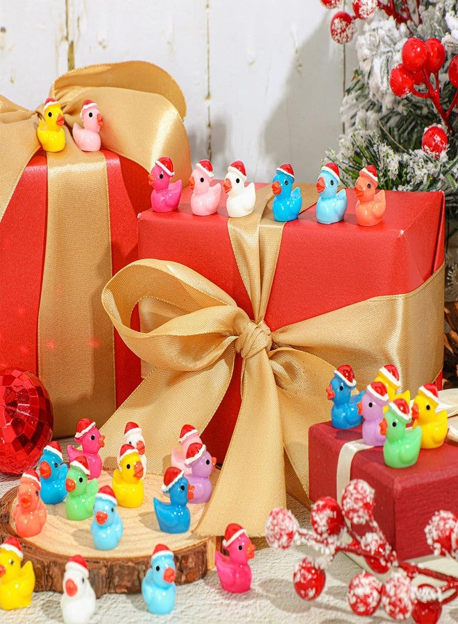 Fumete 200 Pcs Christmas Mini Resin Tiny Duck Figures Miniature Christmas Hat Duck Micro Landscape Garden Dollhouse Decor Charms Beads for Xmas Accessories DIY Craft Supplies(Multicolor,Cute) - Image 5