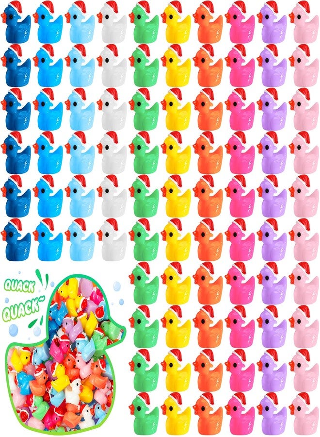Fumete 200 Pcs Christmas Mini Resin Tiny Duck Figures Miniature Christmas Hat Duck Micro Landscape Garden Dollhouse Decor Charms Beads for Xmas Accessories DIY Craft Supplies(Multicolor,Cute) - Image 1