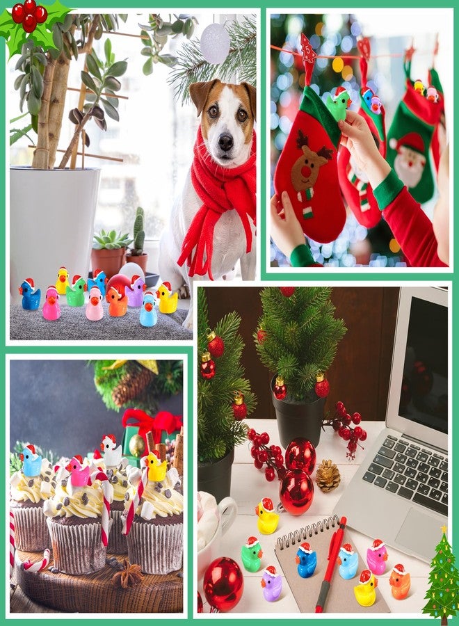 Fumete 200 Pcs Christmas Mini Resin Tiny Duck Figures Miniature Christmas Hat Duck Micro Landscape Garden Dollhouse Decor Charms Beads for Xmas Accessories DIY Craft Supplies(Multicolor,Cute) - Image 4