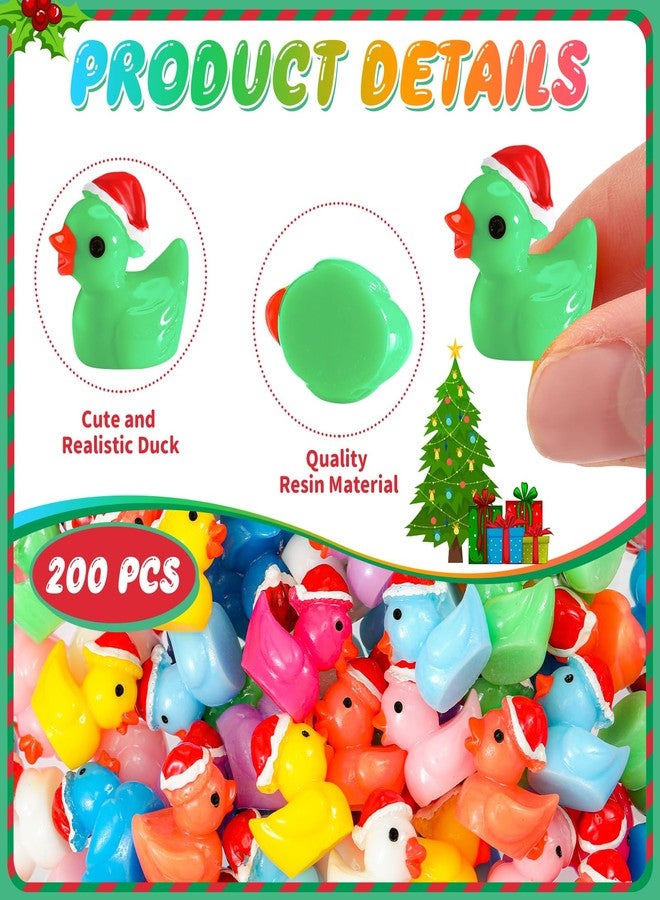 Fumete 200 Pcs Christmas Mini Resin Tiny Duck Figures Miniature Christmas Hat Duck Micro Landscape Garden Dollhouse Decor Charms Beads for Xmas Accessories DIY Craft Supplies(Multicolor,Cute) - Image 2