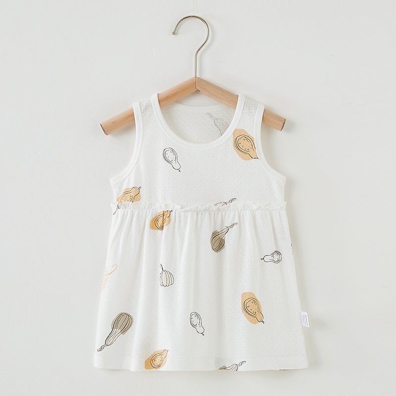 Baby Girl Summer Western Style Small Skirt Baby Vest Cotton Dress 0-1-2 Years Old Thin Princess Nightdress - Image 1