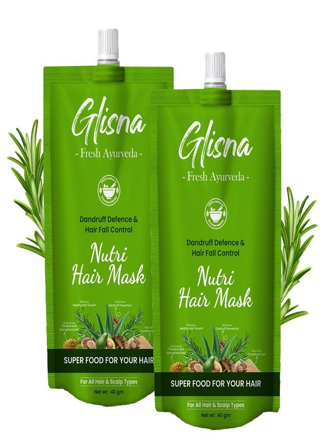 Glisna Natural Nutri Hair Mask with Rosemary and Methi Seeds for Dandruff and Hairfall Control I Promotes Thick and Shiny Hair I Conditioning and Frizz Free Mask I All Hair Types (40g x 2 Pack) - Image 1