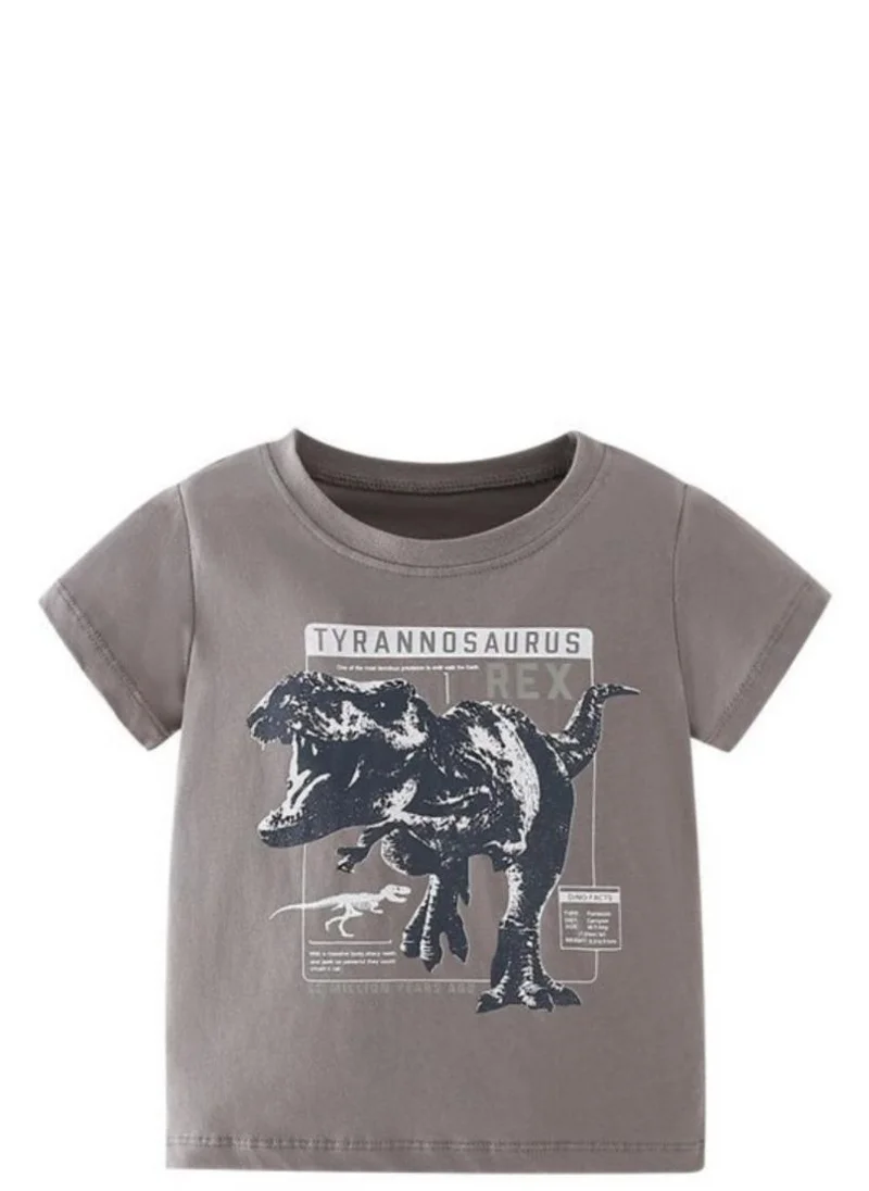 يونيكي Grey Graphic Print Round Neck T-shirt