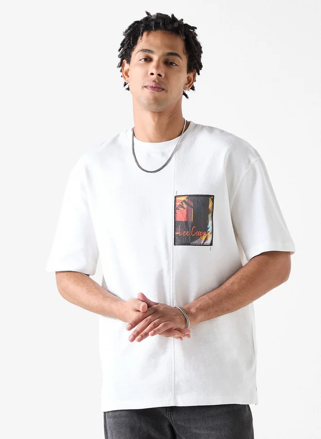 Lee Cooper Printed Oversized T-Shirt with Crew Neck