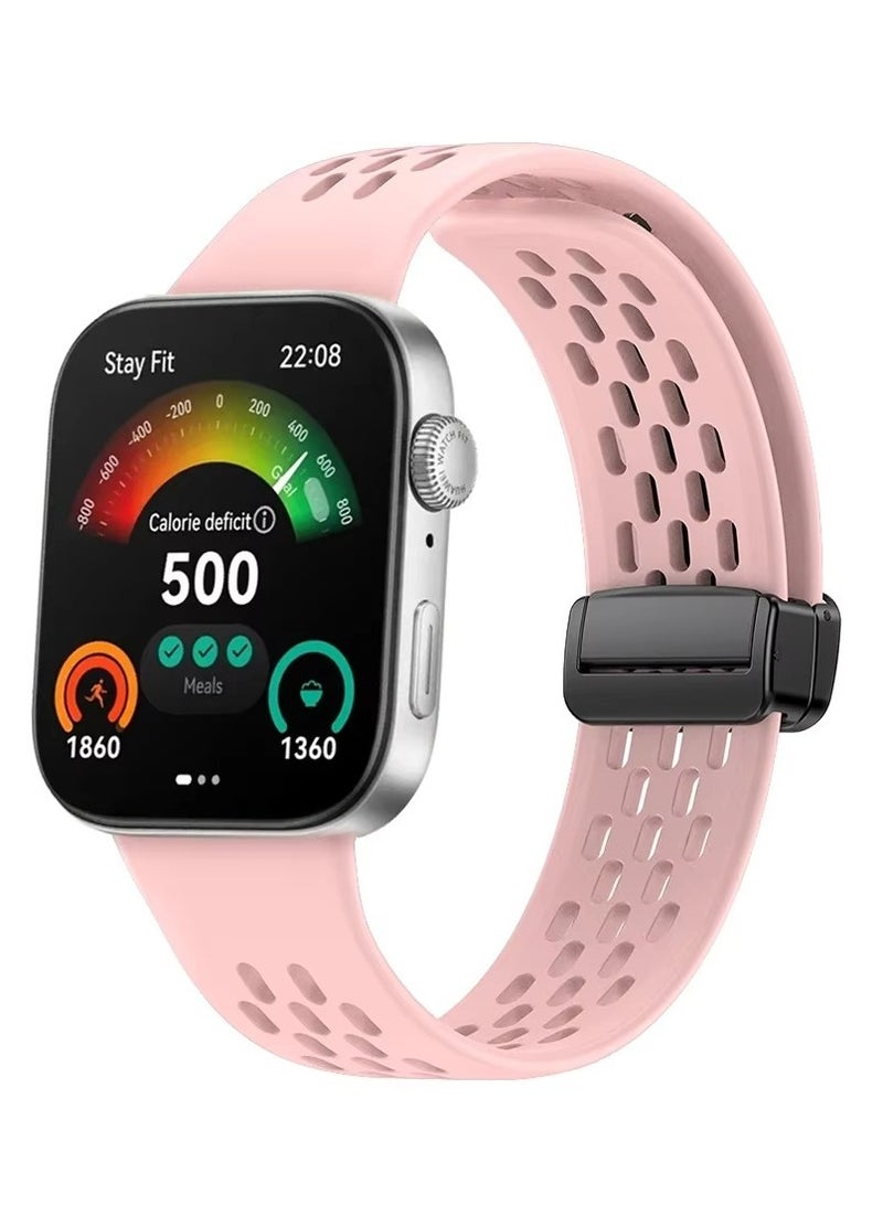 Silicone Strap for Huawei Watch Fit 3 Sports Magnetic Bracelet Breathe Wristband Correa Replacement Belt (Pink)  - Image 1
