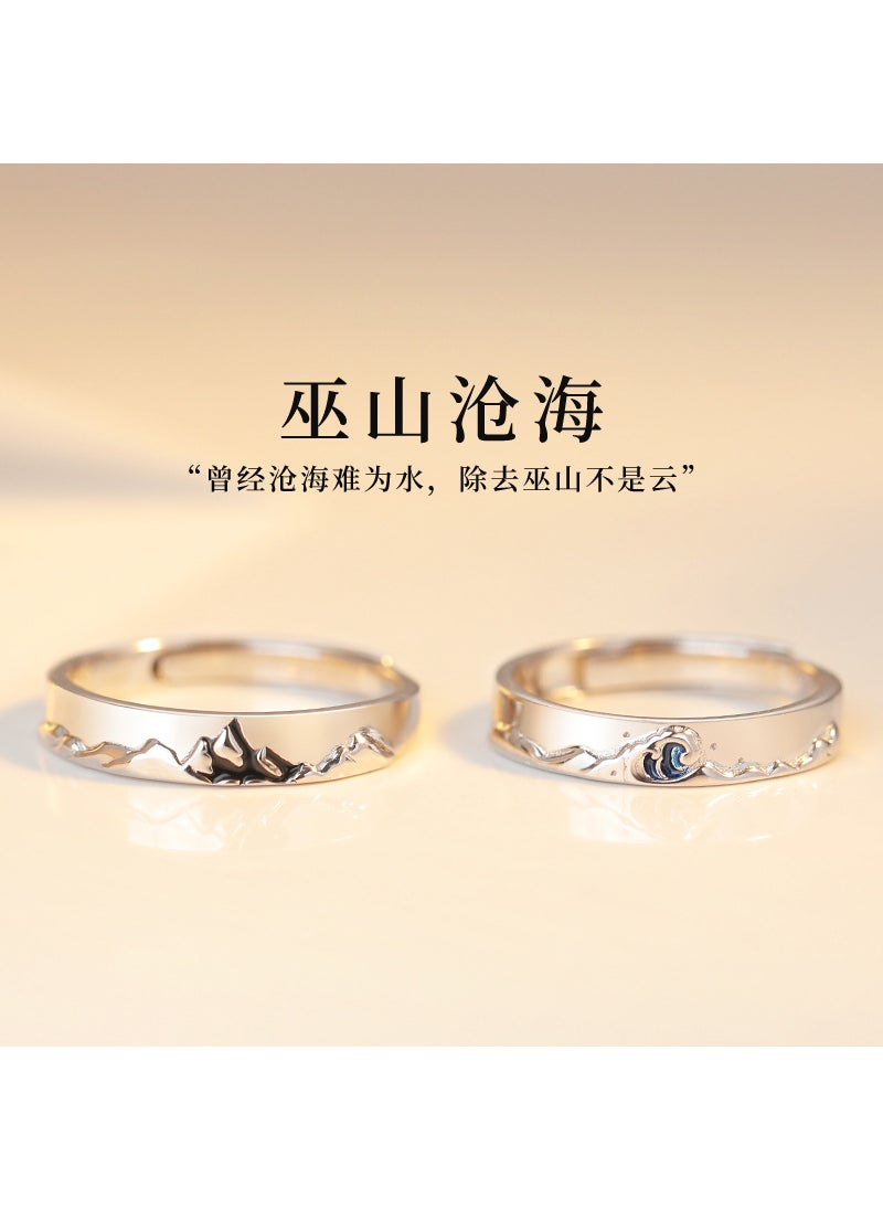 Generic - Wholesale S925 Silver Couples Adjustable Rings JZ027 men's white gold - Image 1