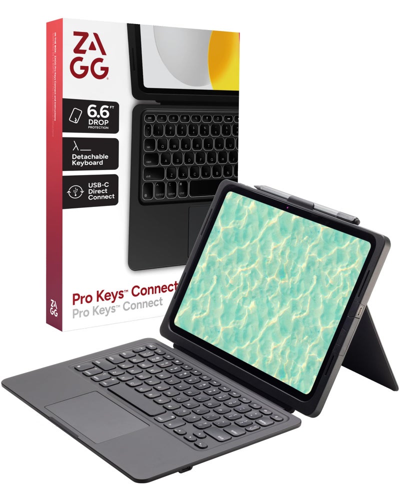 ZAGG Pro Keys Connect iPad Pro 13" (M5)/ (M4) Keyboard Case â€“ USBâ€‘C Direct Connect Keyboard with Trackpad, Detachable Backlit Keys, 6.6â€¯ft Drop Protection, Kickstand & Dual USBâ€‘C Ports, Black - Image 1