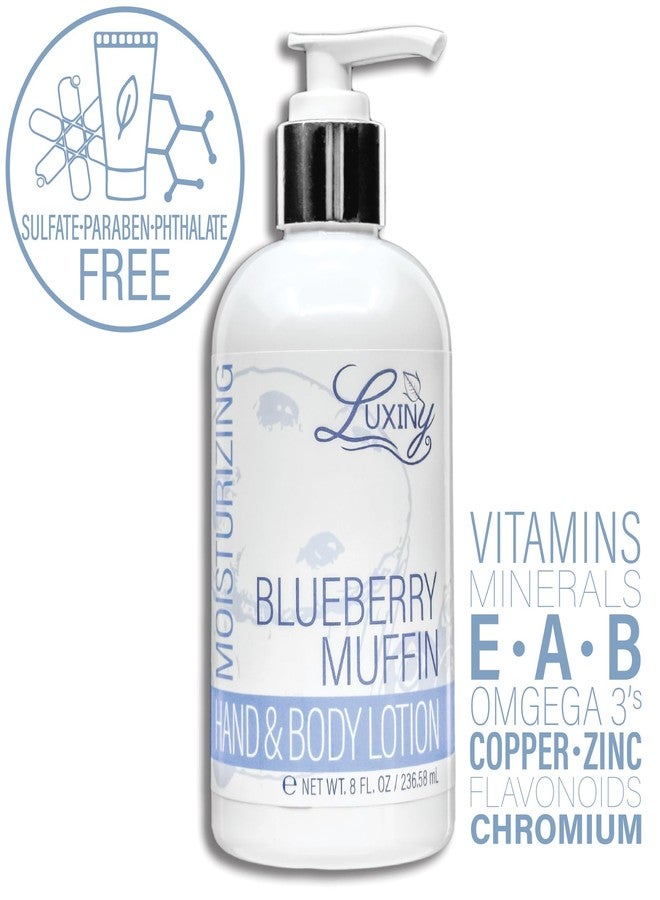 Luxiny Daily Vegan Hand & Body Lotion for Dry Skin,Made with Jojoba Oil & Vitamin E, USA Made, Non Greasy Phthalate/Sulfate/Paraben Free & Cruelty-Free Formula, 8 oz (8 oz, Blueberry Muffin - Image 2