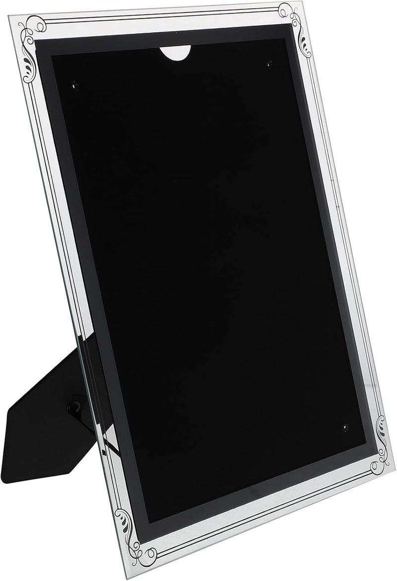 Glass Photo Frame Desktop Display, Silver Crystal Certificate Frame with Stand, Business License Holder for Office and Home Decor - Image 1