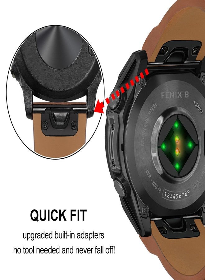 TRUMiRR Band for Garmin Fenix 8 43mm / 7S / 6S / 5S, 20mm Genuine Leather Watchband Quick Fit Strap for Epix Pro 42mm / Instinct 2S / Approach S70 42mm - Image 2