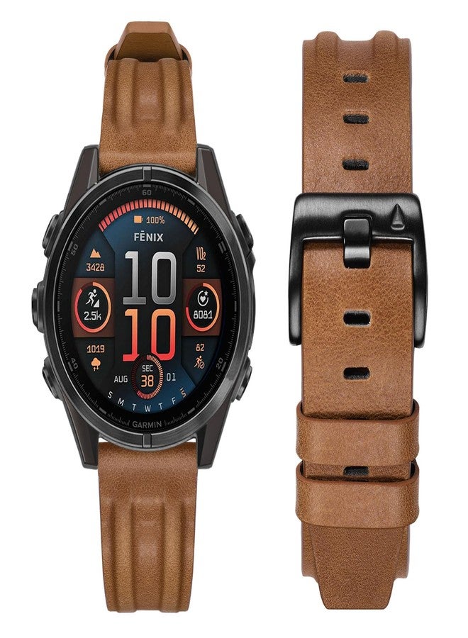TRUMiRR Band for Garmin Fenix 8 43mm / 7S / 6S / 5S, 20mm Genuine Leather Watchband Quick Fit Strap for Epix Pro 42mm / Instinct 2S / Approach S70 42mm - Image 1