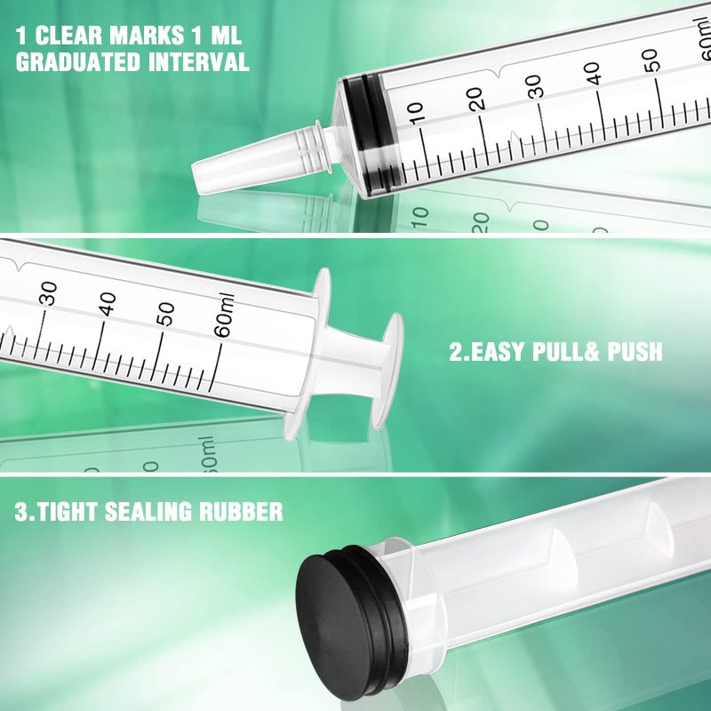 GOTFUN 5 Pcs 60ml Syringes, Plastic Syringe with Sealing Cap and Tube - Image 5