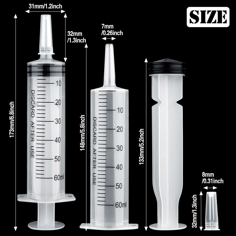GOTFUN 5 Pcs 60ml Syringes, Plastic Syringe with Sealing Cap and Tube - Image 2