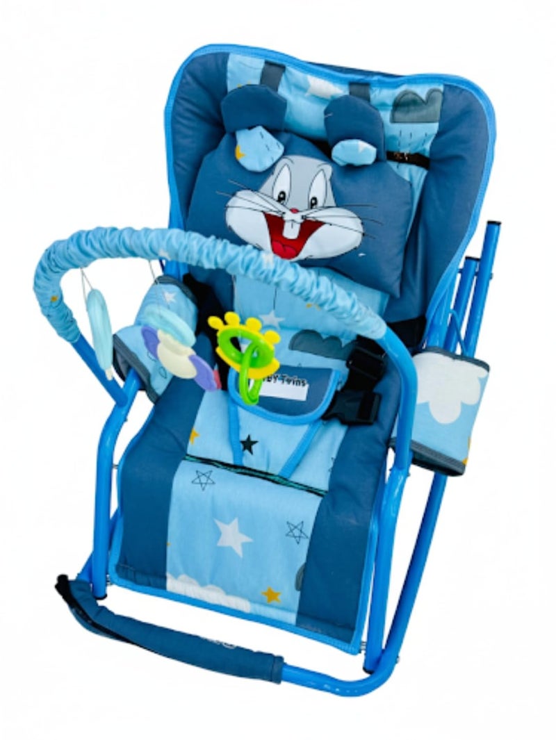 Baby Bouncer with Safety Belt and Toy Set (Navy) - Image 4