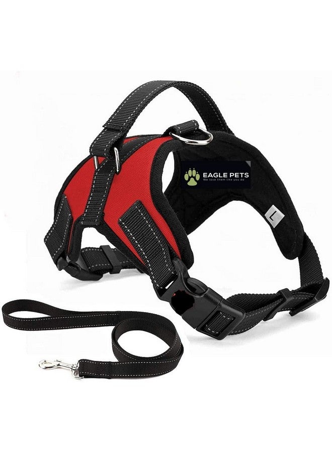 Eagle Pets No Pull Dog Harness, Breathable Adjustable Comfort, Free Leash Included, For Small Medium Large Dog, Best For Training Walking. (Red, Large) - Image 1