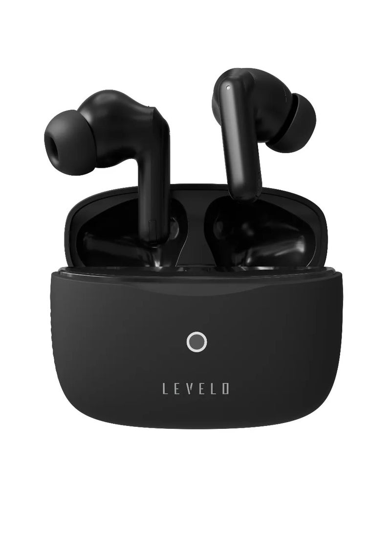 LEVELO Oris ENC True Wireless Earbuds with Play Time 21hrs & HI-FI Bass / Google & Siri Assistant / 10m Bluetooth Distance / Truewireless Headphone / Game and Music Modes / Touch Control - Black - Image 1