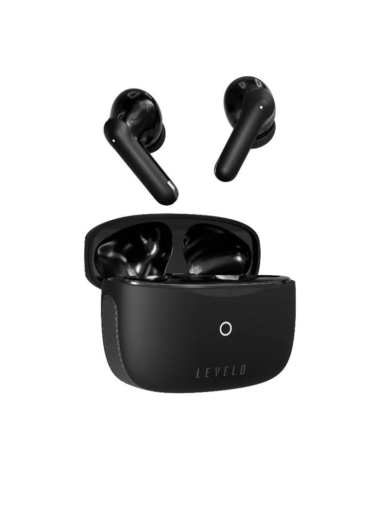 LEVELO Oris ENC True Wireless Earbuds with Play Time 21hrs & HI-FI Bass / Google & Siri Assistant / 10m Bluetooth Distance / Truewireless Headphone / Game and Music Modes / Touch Control - Black - Image 4