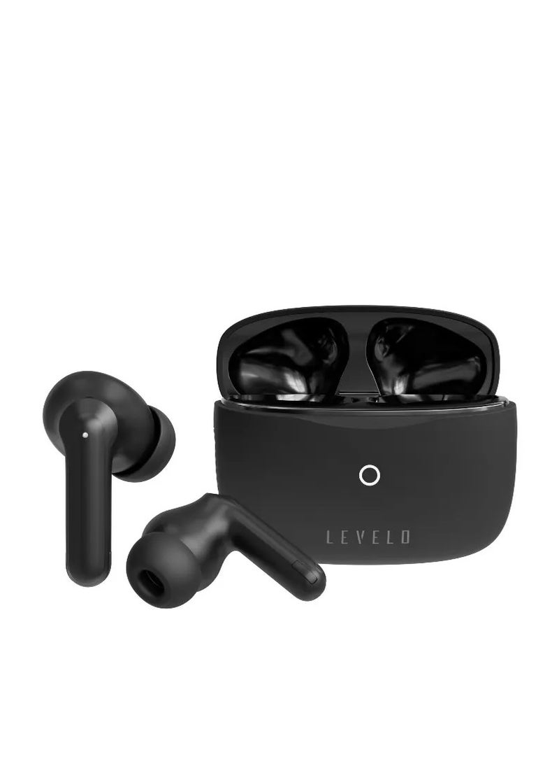 LEVELO Oris ENC True Wireless Earbuds with Play Time 21hrs & HI-FI Bass / Google & Siri Assistant / 10m Bluetooth Distance / Truewireless Headphone / Game and Music Modes / Touch Control - Black - Image 3