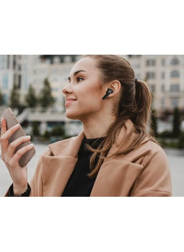 LEVELO Oris ENC True Wireless Earbuds with Play Time 21hrs & HI-FI Bass / Google & Siri Assistant / 10m Bluetooth Distance / Truewireless Headphone / Game and Music Modes / Touch Control - Black - Image 2