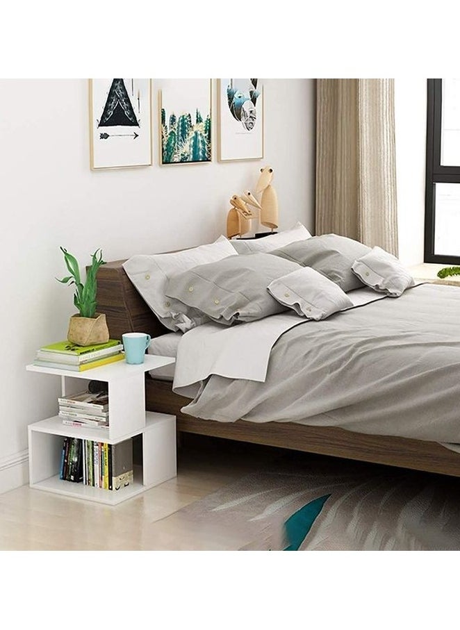 Gad Woods Square Wooden Bedside Table White MDF Wood - Modern Side Table - White Side Table- Gad woods  - Image 2