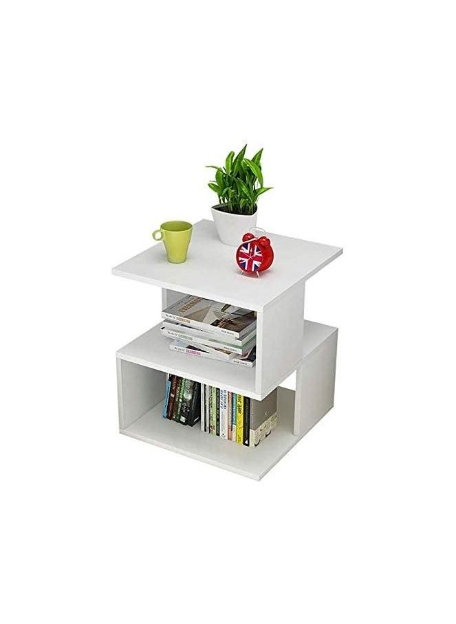 Gad Woods Square Wooden Bedside Table White MDF Wood - Modern Side Table - White Side Table- Gad woods  - Image 3